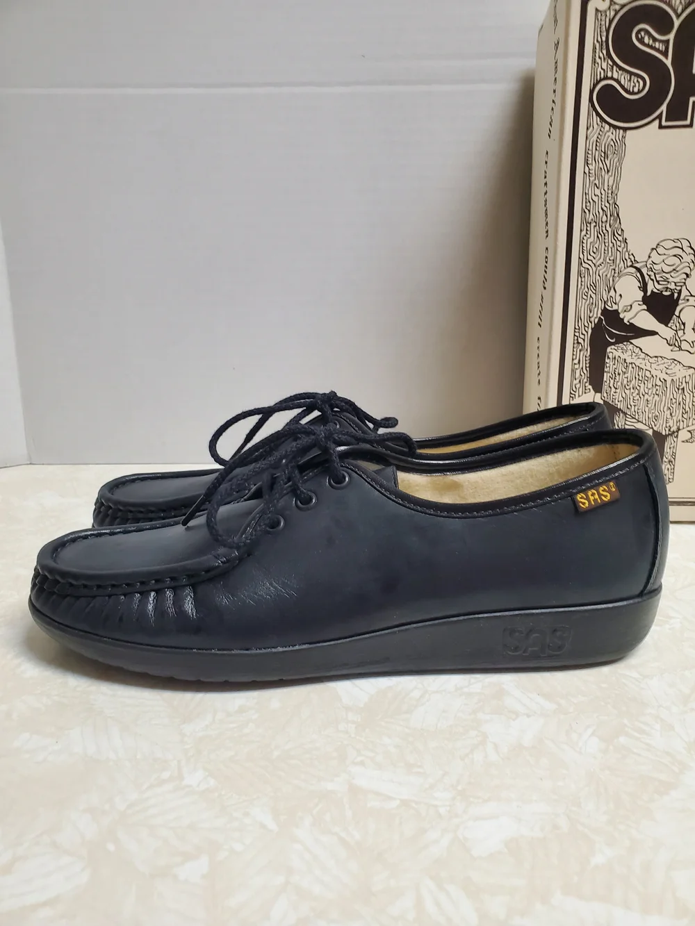 SAS Black Leather Siesta Walking Shoe